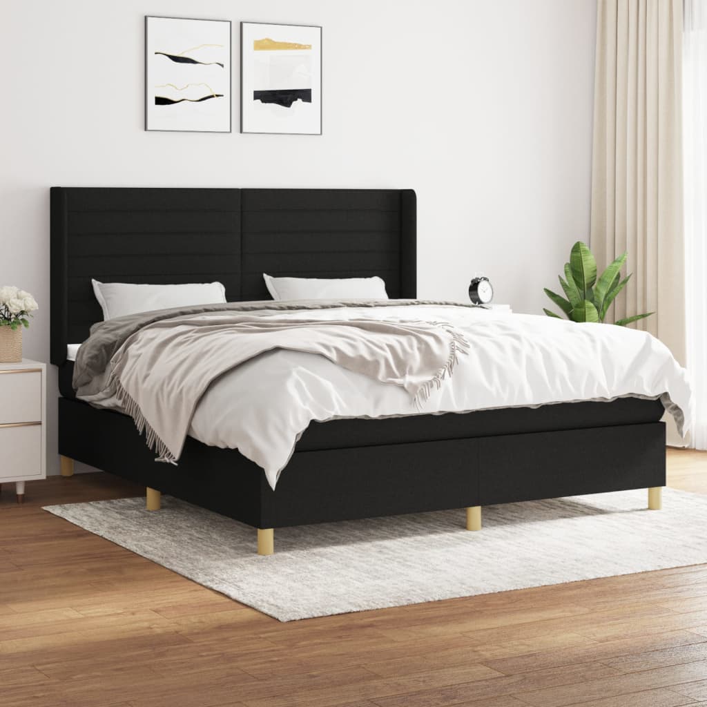 vidaXL Posteľný rám boxspring s matracom čierny 180x200 cm látka
