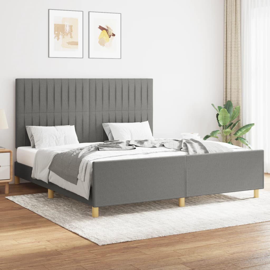 vidaXL Posteľný rám s čelom tmavohnedý 160x200 cm látka