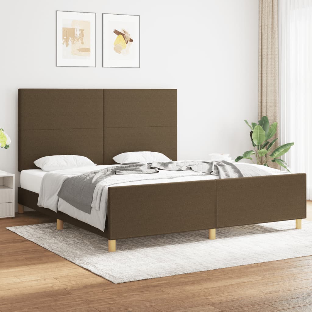 vidaXL Posteľný rám s čelom hnedý 180x200 cm látka