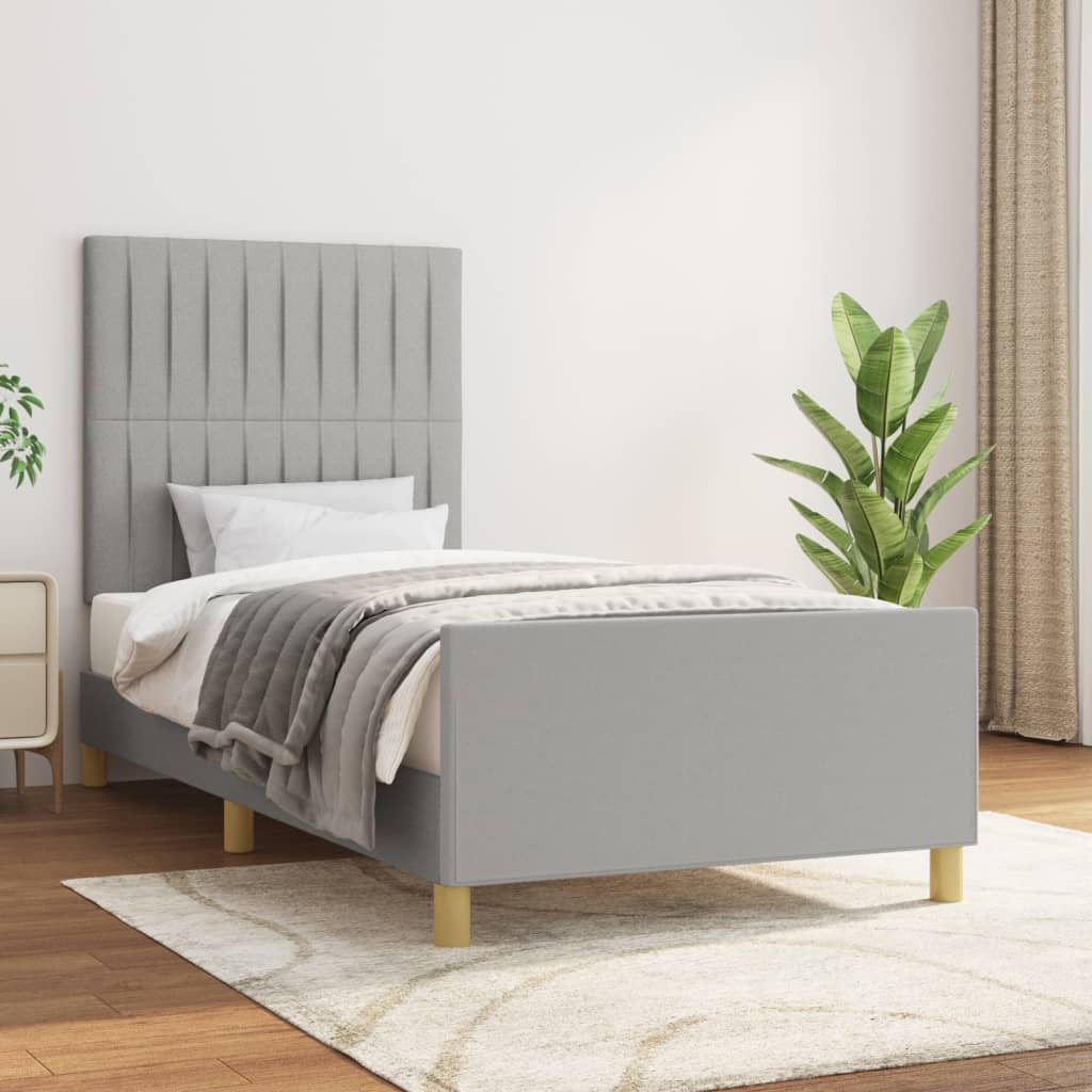 vidaXL Posteľný rám s čelom bledosivý 80x200 cm látka