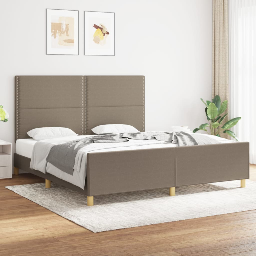 vidaXL Posteľný rám s čelom sivohnedý 180x200 cm látka