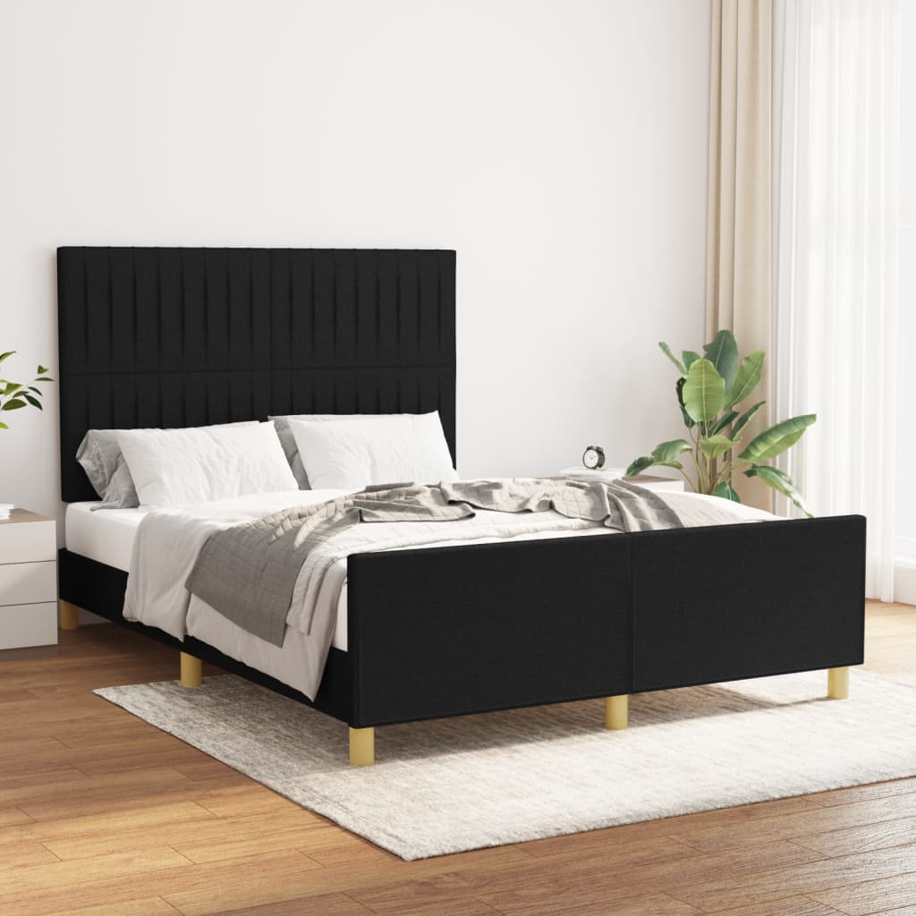 vidaXL Posteľný rám s čelom čierny 140x200 cm látka