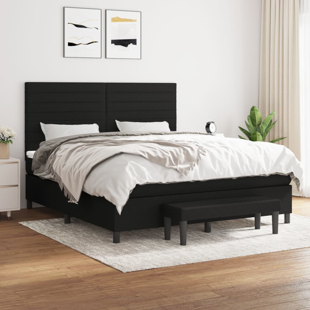vidaXL Posteľný rám boxspring s matracom čierny 180x200 cm látka