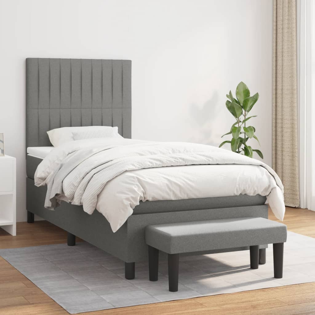 vidaXL Posteľný rám boxsping s matracom tmavosivý 80x200 cm látka