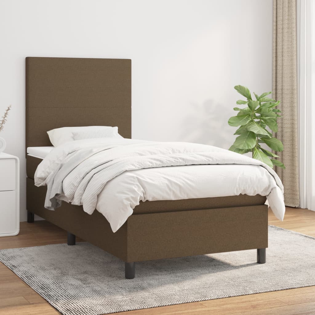 vidaXL Posteľný rám boxsping s matracom hnedý 90x200 cm látka