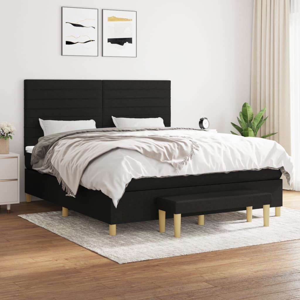 vidaXL Posteľný rám boxspring s matracom čierny 180x200 cm látka