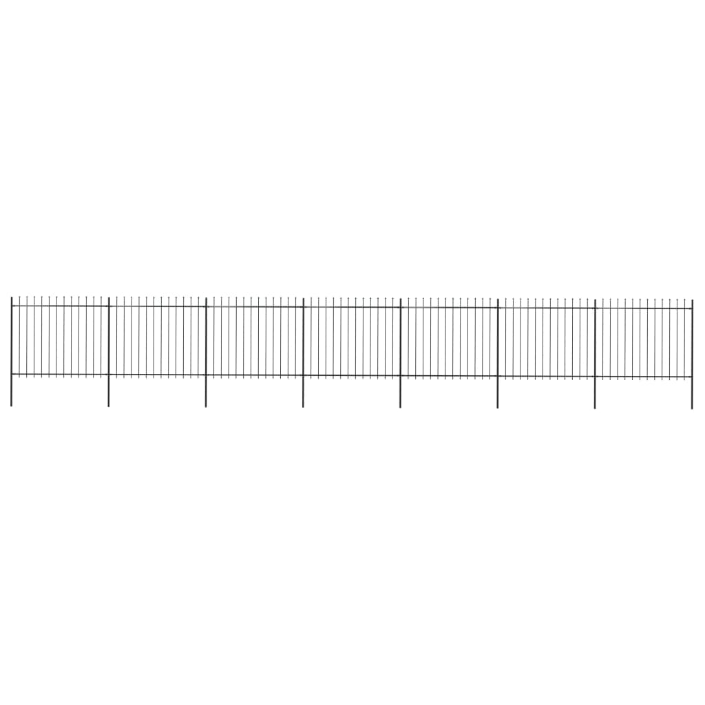 vidaXL Oceľový záhradný plot so špicatými vrchmi čierny 11,9x1,5 m