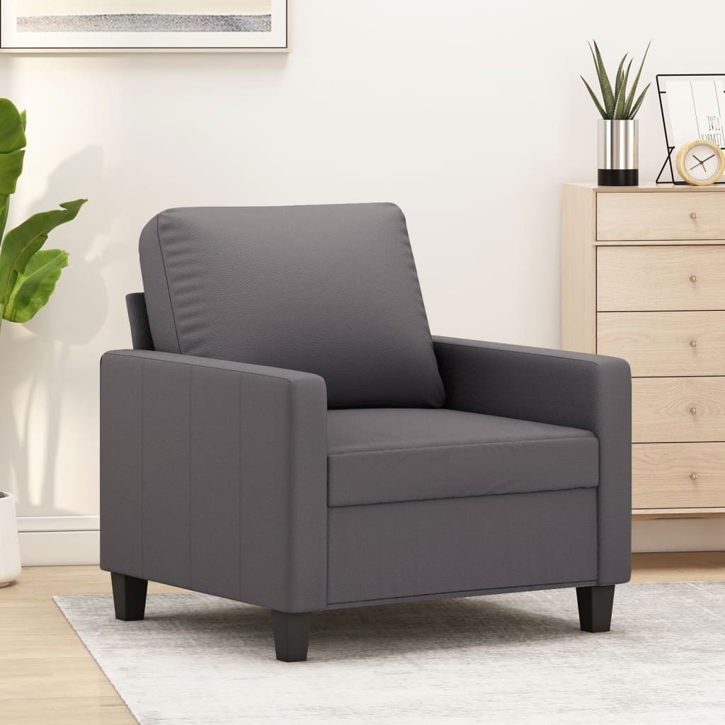 vidaXL Kreslo sivé 60 cm umelá koža