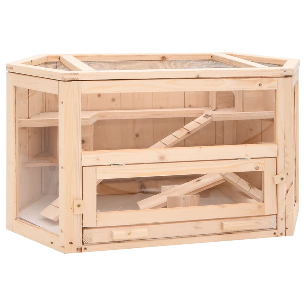 vidaXL Klietka pre škrečka 80x40x43 cm jedľové masívne drevo