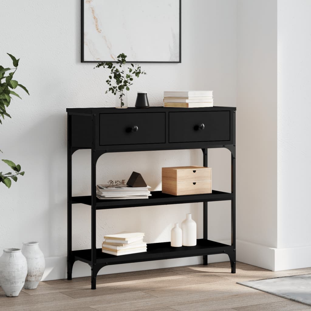 vidaXL Konzolový stolík čierny 72,5x25x75 cm kompozitné drevo