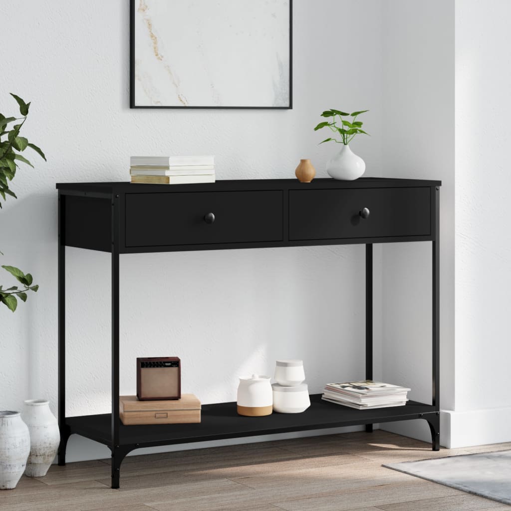 vidaXL Konzolový stolík čierny 100x34,5x75 cm kompozitné drevo