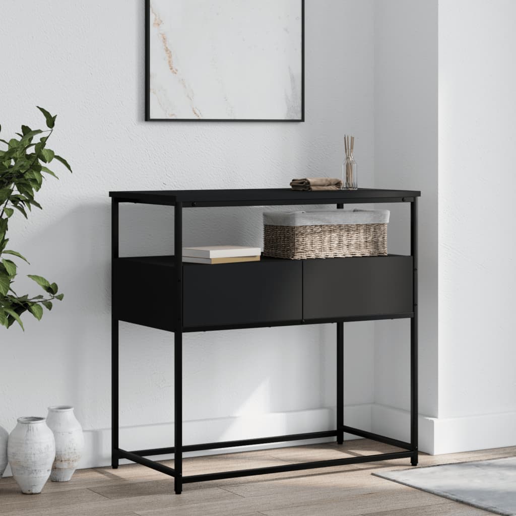 vidaXL Konzolový stolík čierny 75x40x75 cm kompozitné drevo