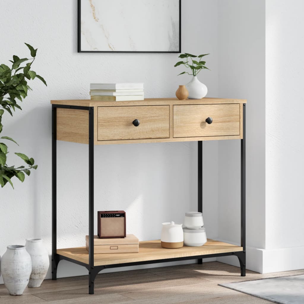 vidaXL Konzolový stolík dub sonoma 75 x 34,5 x 75 cm kompozitné drevo