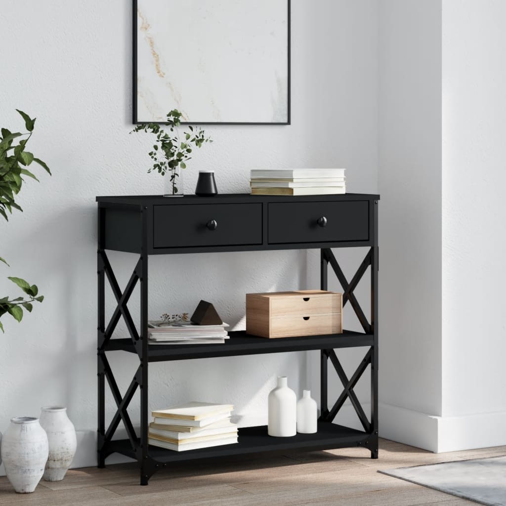 vidaXL Konzolový stolík čierny 75x28x75 cm kompozitné drevo