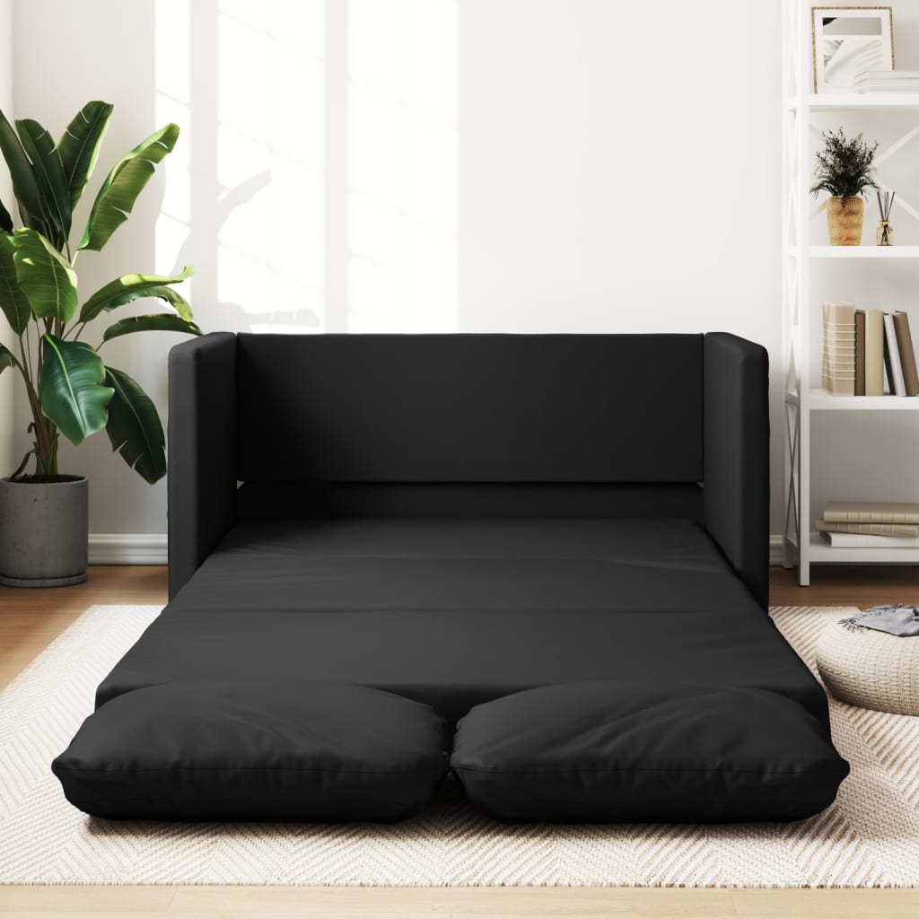 vidaXL Podlahová rozklad. pohovka 2 v 1 čierna 112x174x55cm umelá koža