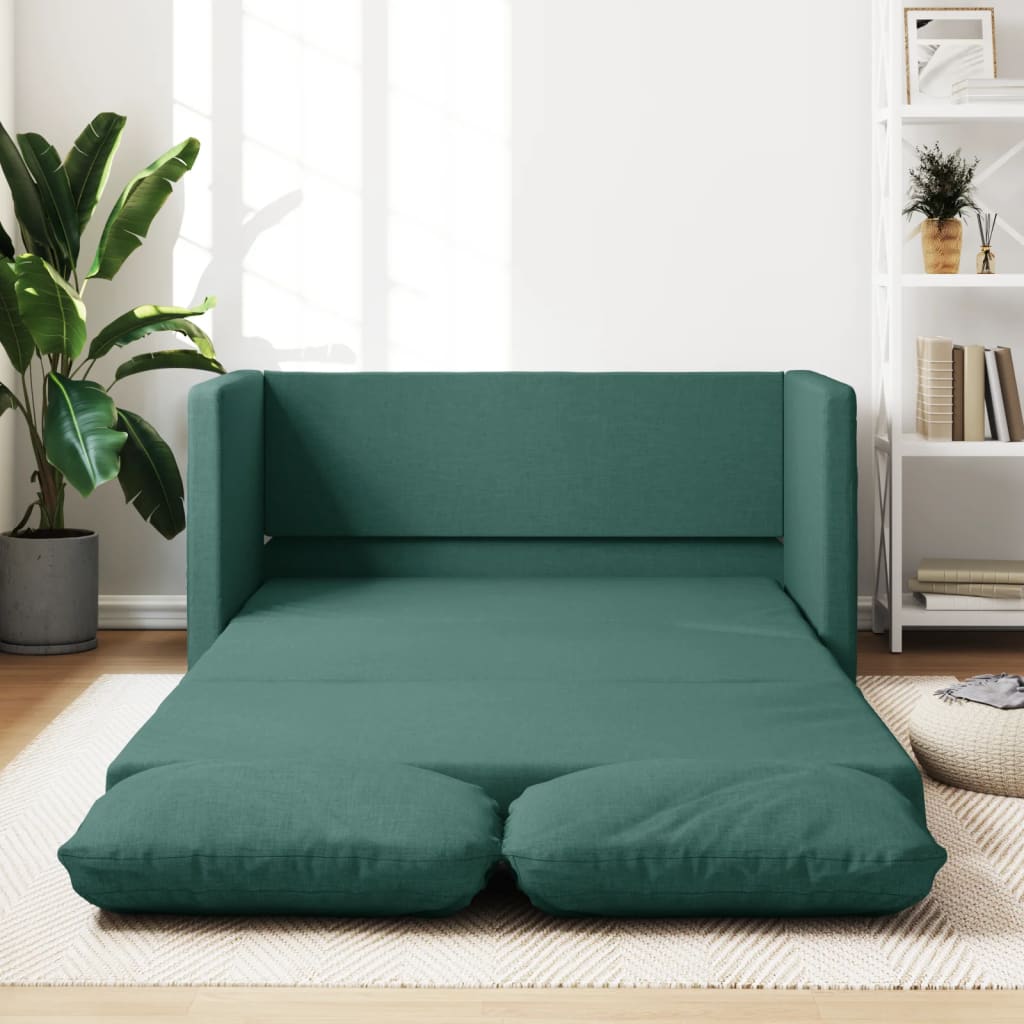 vidaXL Podlahová rozklad. pohovka 2v1 tmavozelená 112x174x55 cm látka