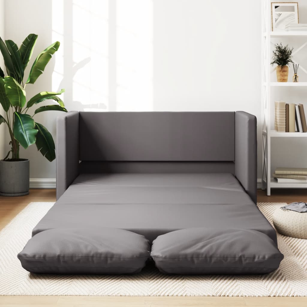 vidaXL Podlahová rozkladacia pohovka 2v1 sivá 112x174x55 cm umelá koža