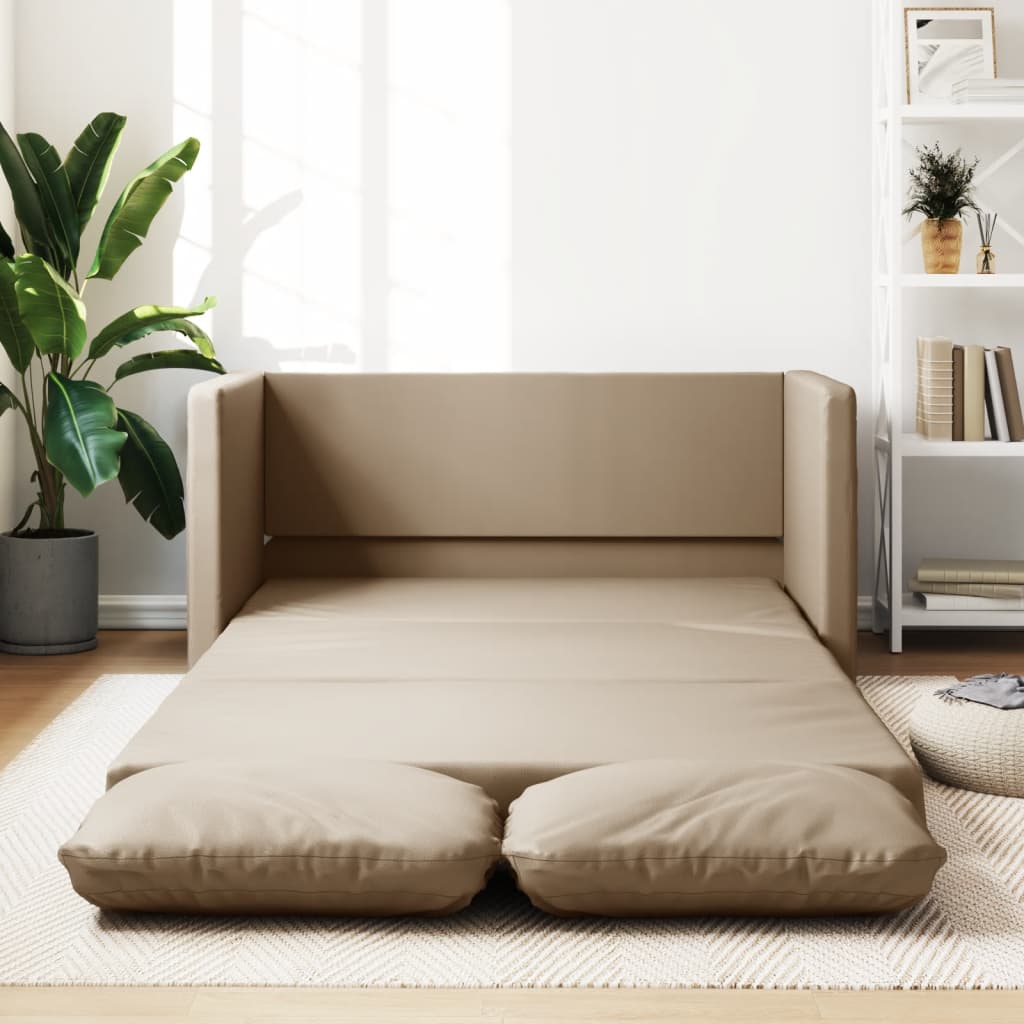 vidaXL Podlahová rozkl. pohovka 2v1 kapučínová 112x174x55cm umelá koža