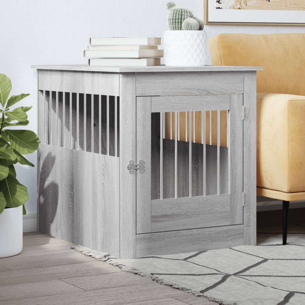 vidaXL Nábytková prepravka pre psa sivá sonoma 64,5x80x71cm komp.drevo