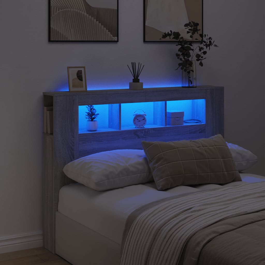vidaXL Čelo s LED sivý dub sonoma 140x18,5x103,5 cm kompozitné drevo