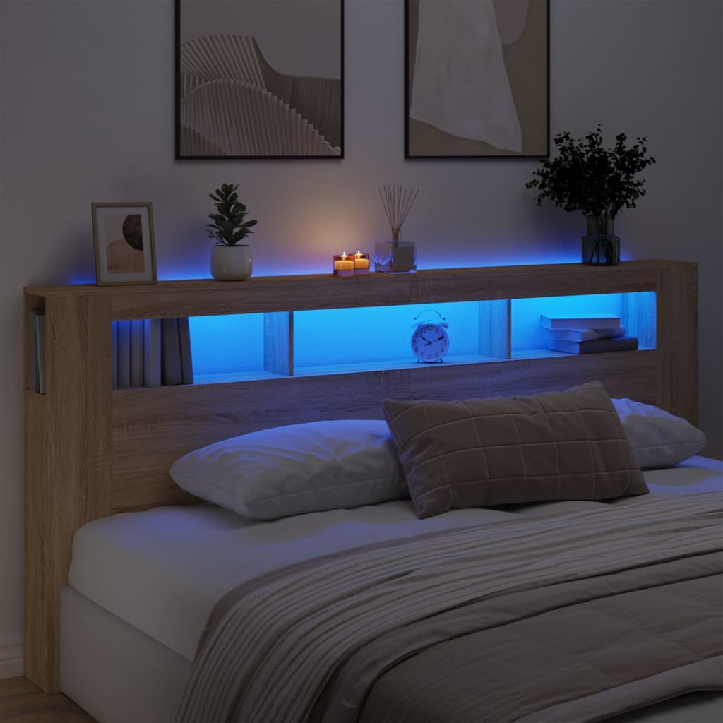 vidaXL Čelo s LED dub sonoma 220x18,5x103,5 cm kompozitné drevo