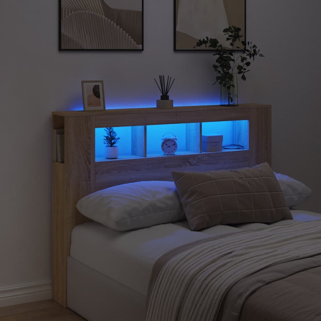 vidaXL Čelo s LED dub sonoma 140x18,5x103,5 cm kompozitné drevo