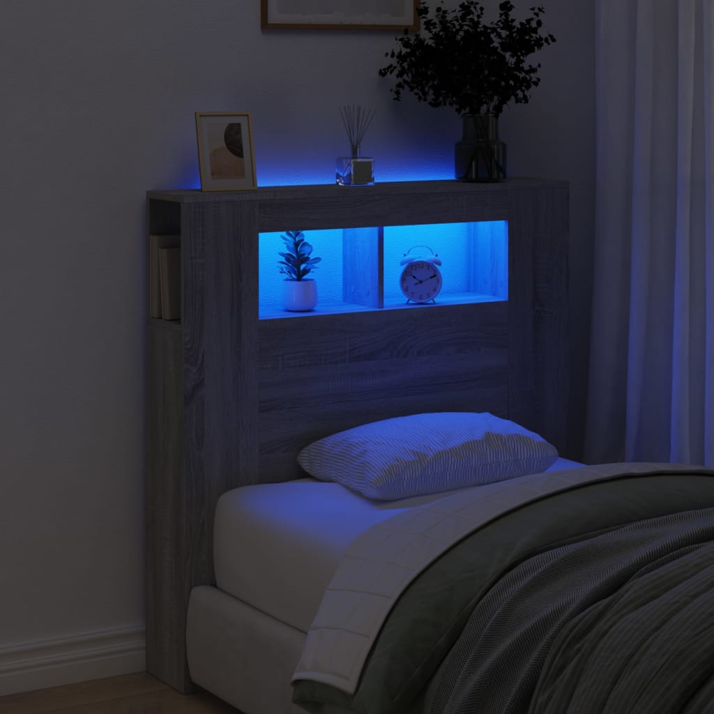 vidaXL Čelo s LED sivý dub sonoma 100x18,5x103,5 cm kompozitné drevo