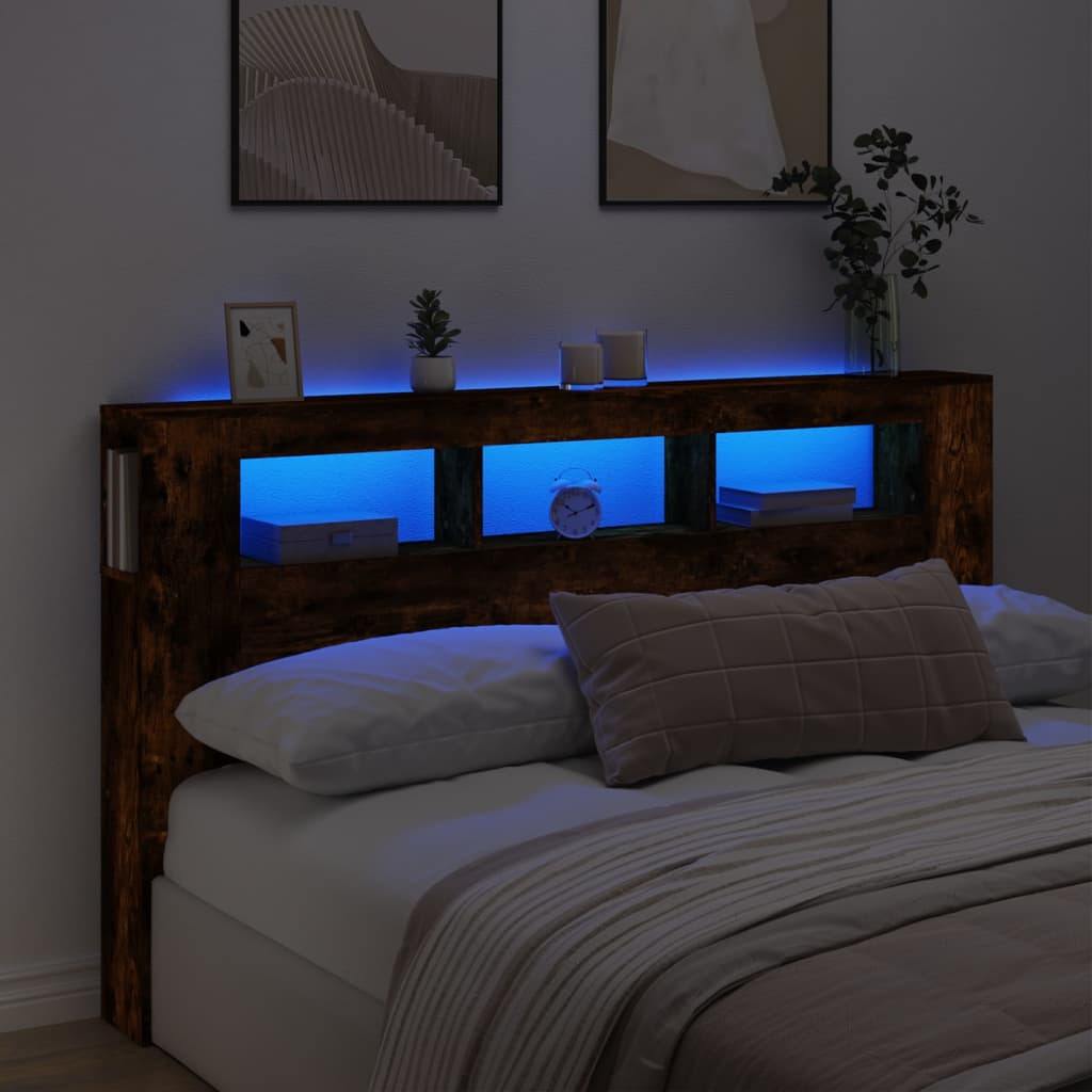 vidaXL Čelo s LED dymový dub 180x18,5x103,5 cm kompozitné drevo
