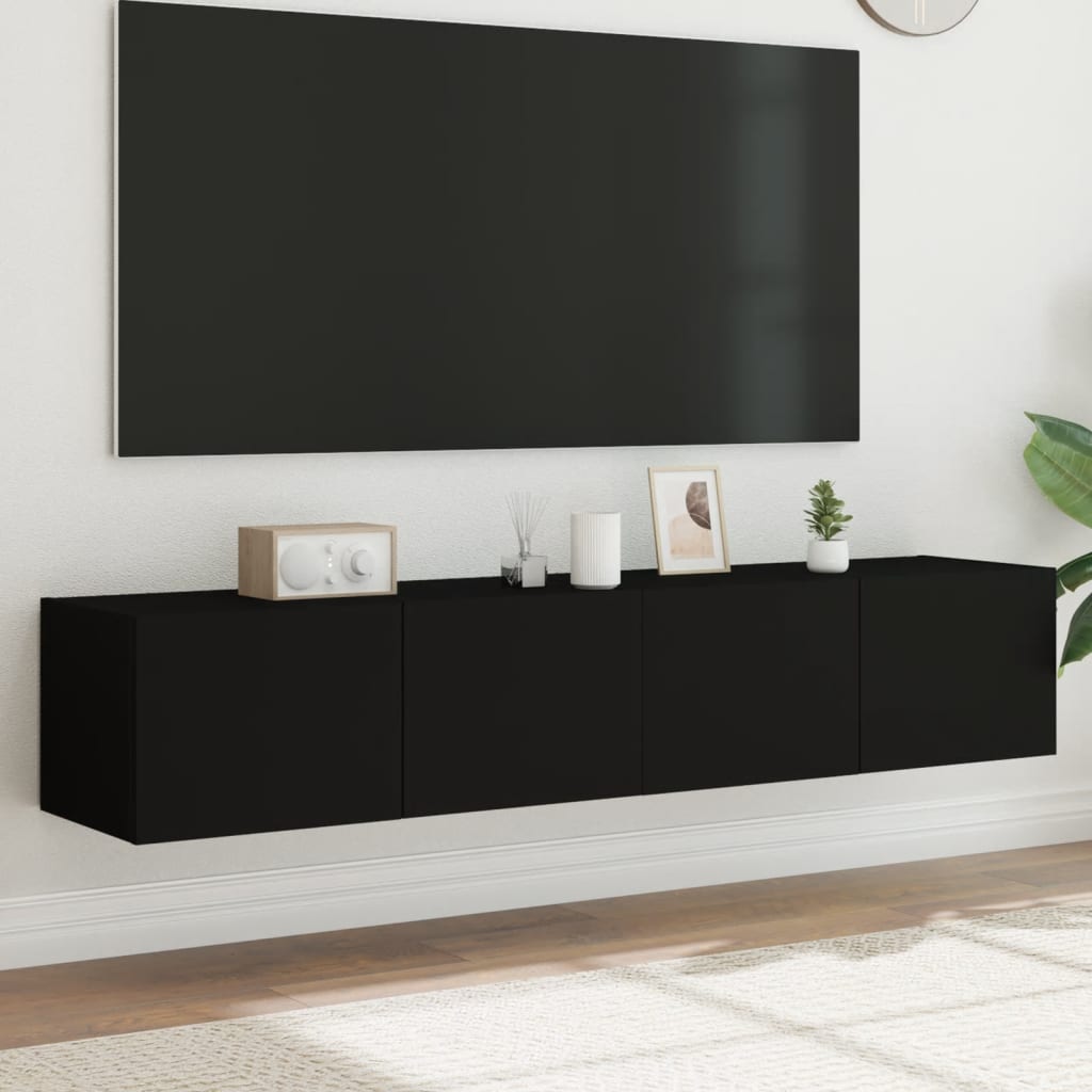 vidaXL TV nástenné skrinky s LED svetlami 2 ks čierne 80x35x31 cm