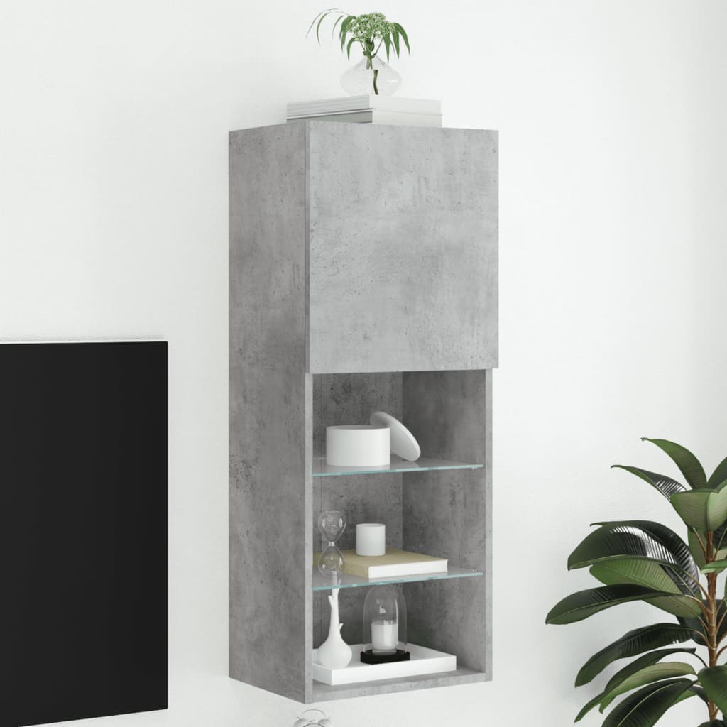 vidaXL TV skrinka s LED svetlami betónovo sivá 40,5x30x102 cm