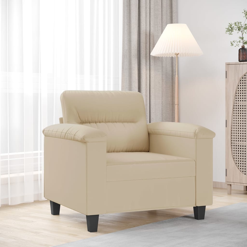 vidaXL Kreslo krémové 60 cm mikrovláknová látka