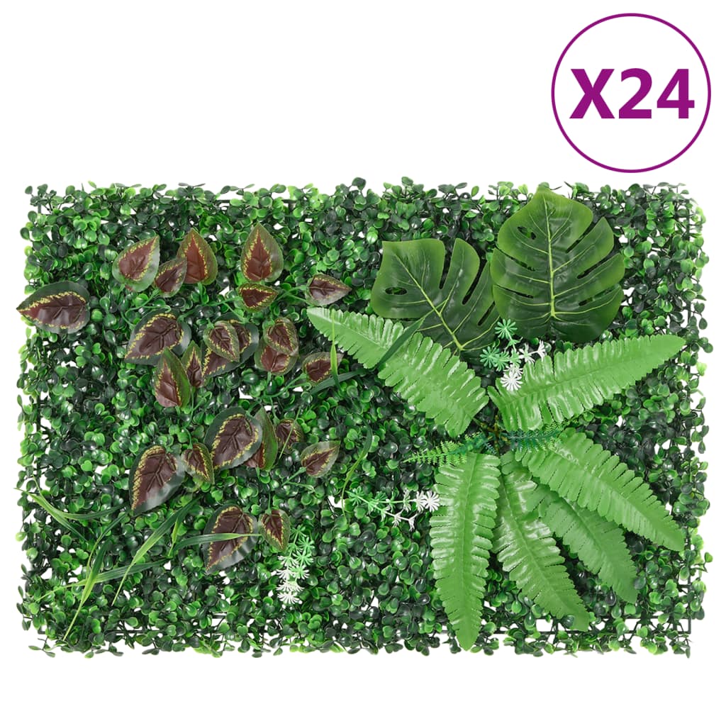 vidaXL Umelý plot z rastlín 24 ks zelený 40x60 cm