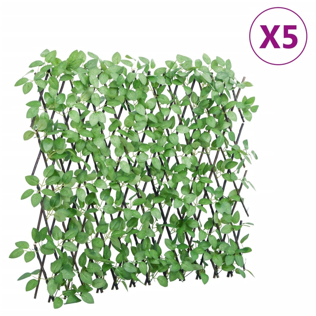 vidaXL Rozťahovacia mriežka s umelým brečtanom 5 ks zelená 180x65 cm