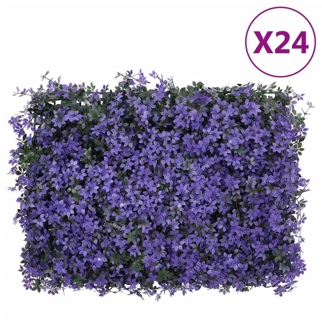 vidaXL Umelý plot z listov 24 ks fialový 40x60 cm