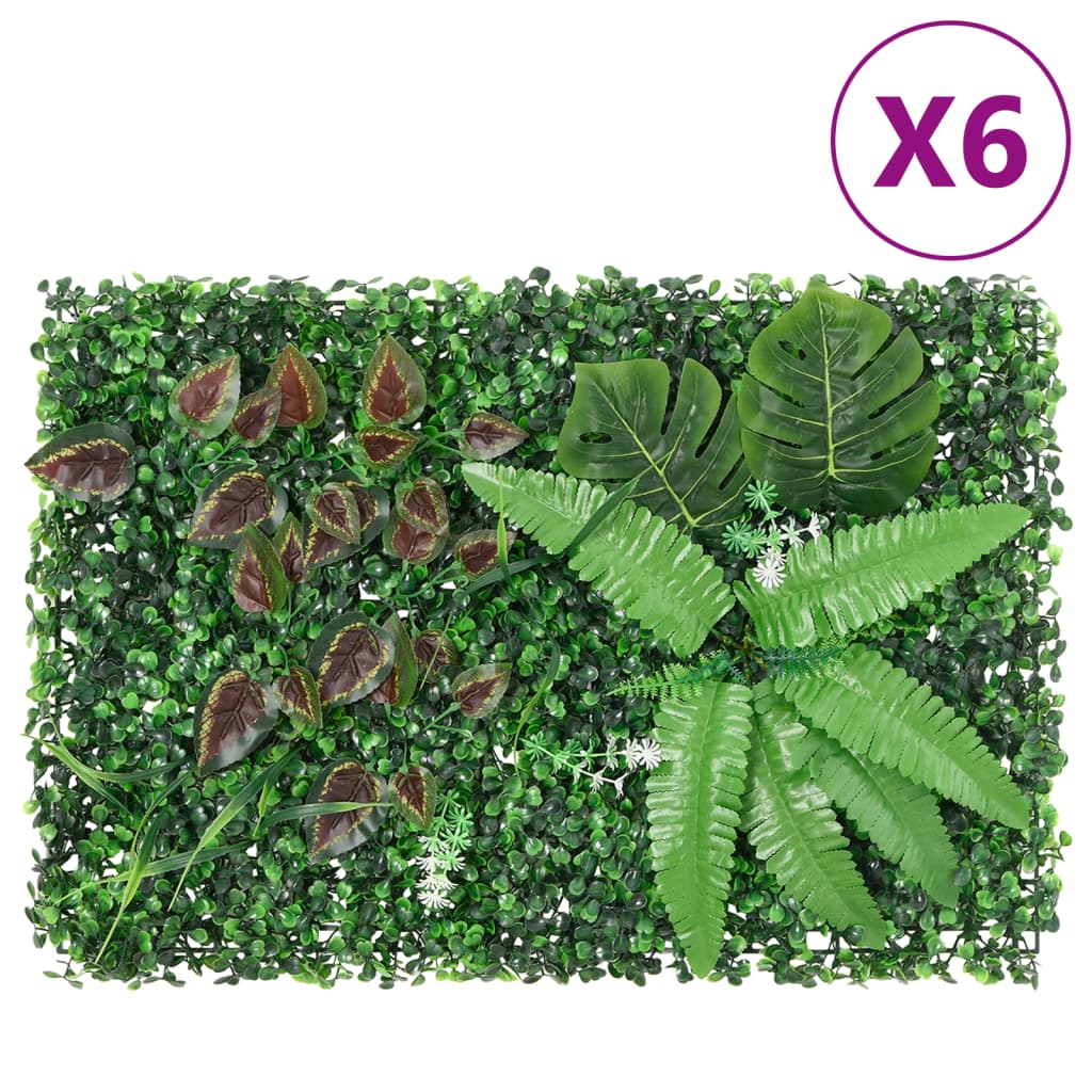 vidaXL Umelý plot z rastlín 6 ks zelený 40x60 cm