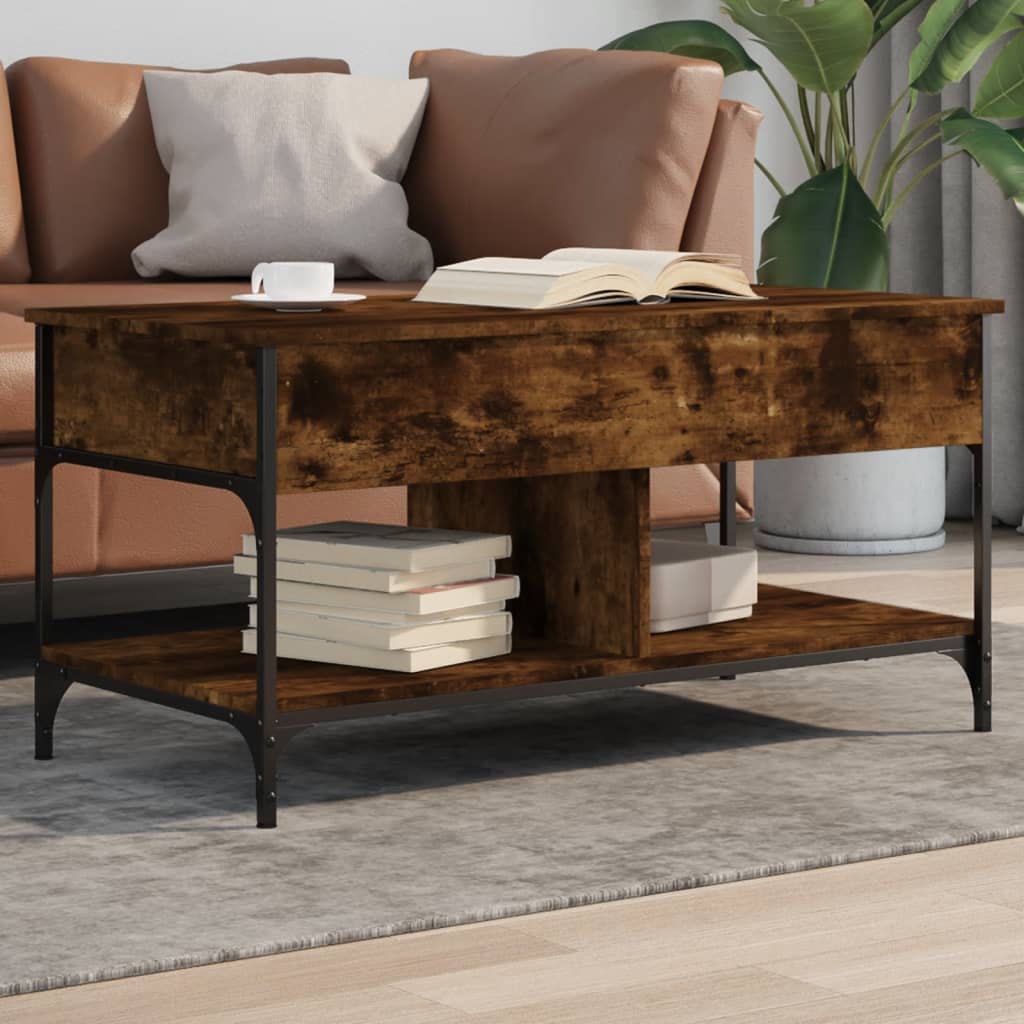 vidaXL Konferenčný stolík dymový dub 100x50x50 cm kompozit.drevo a kov