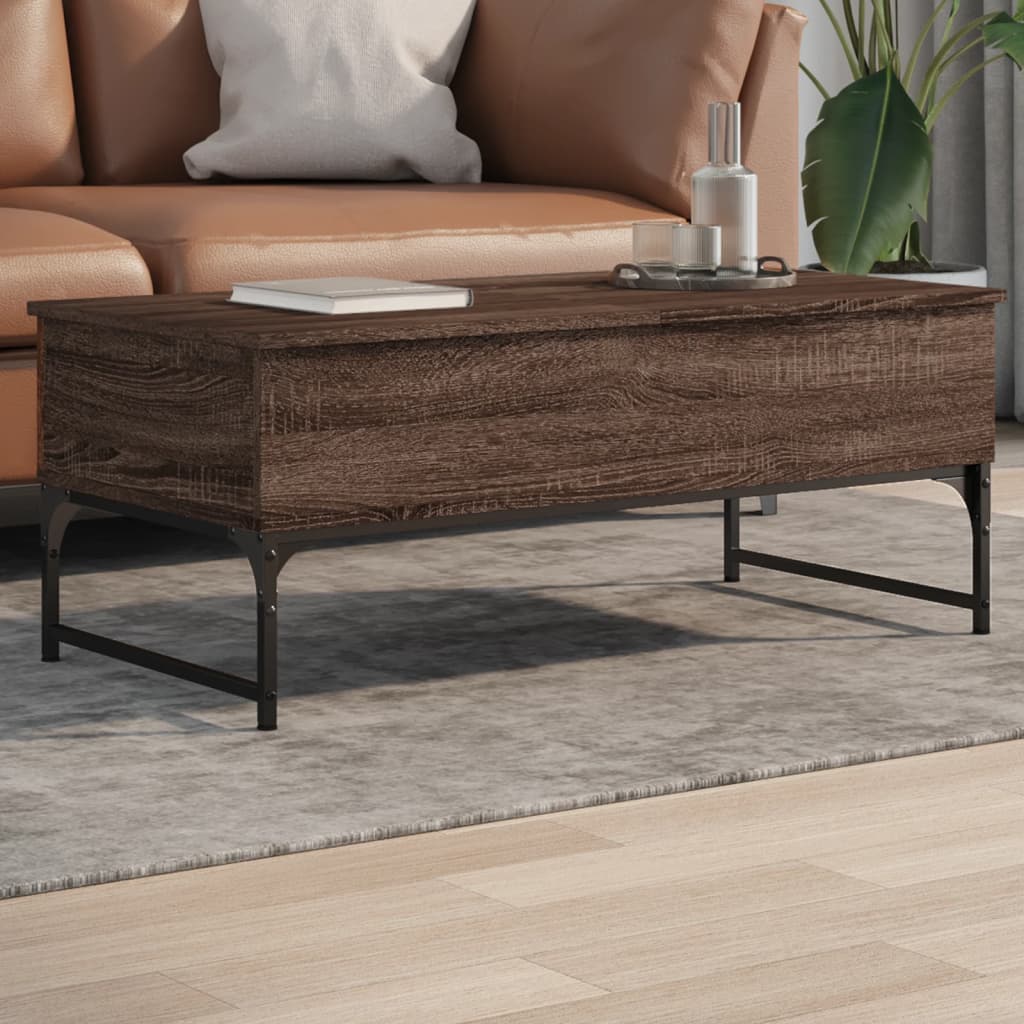 vidaXL Konferenčný stolík hnedý dub 100x50x40 cm kompozitné drevo kov