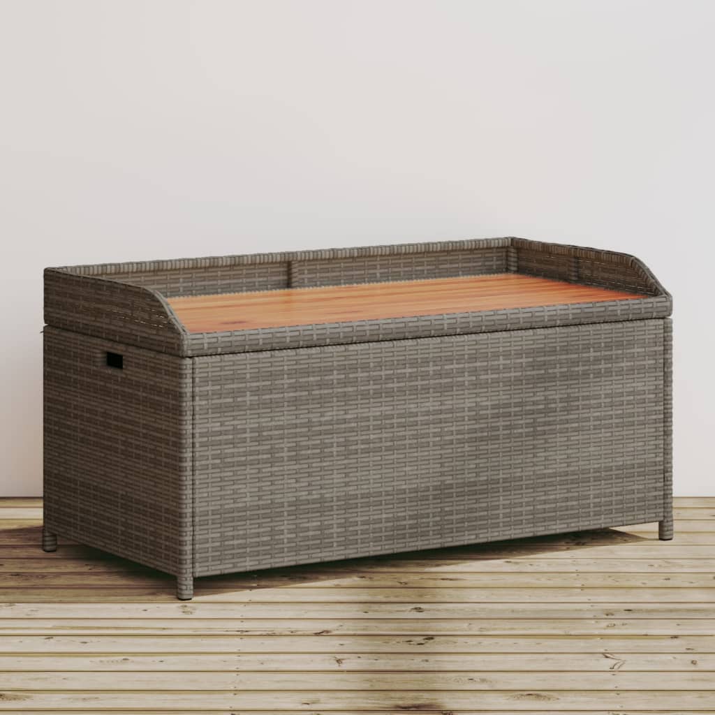 vidaXL Úložná lavica sivá 100x50x52 cm polyratan a akáciové drevo