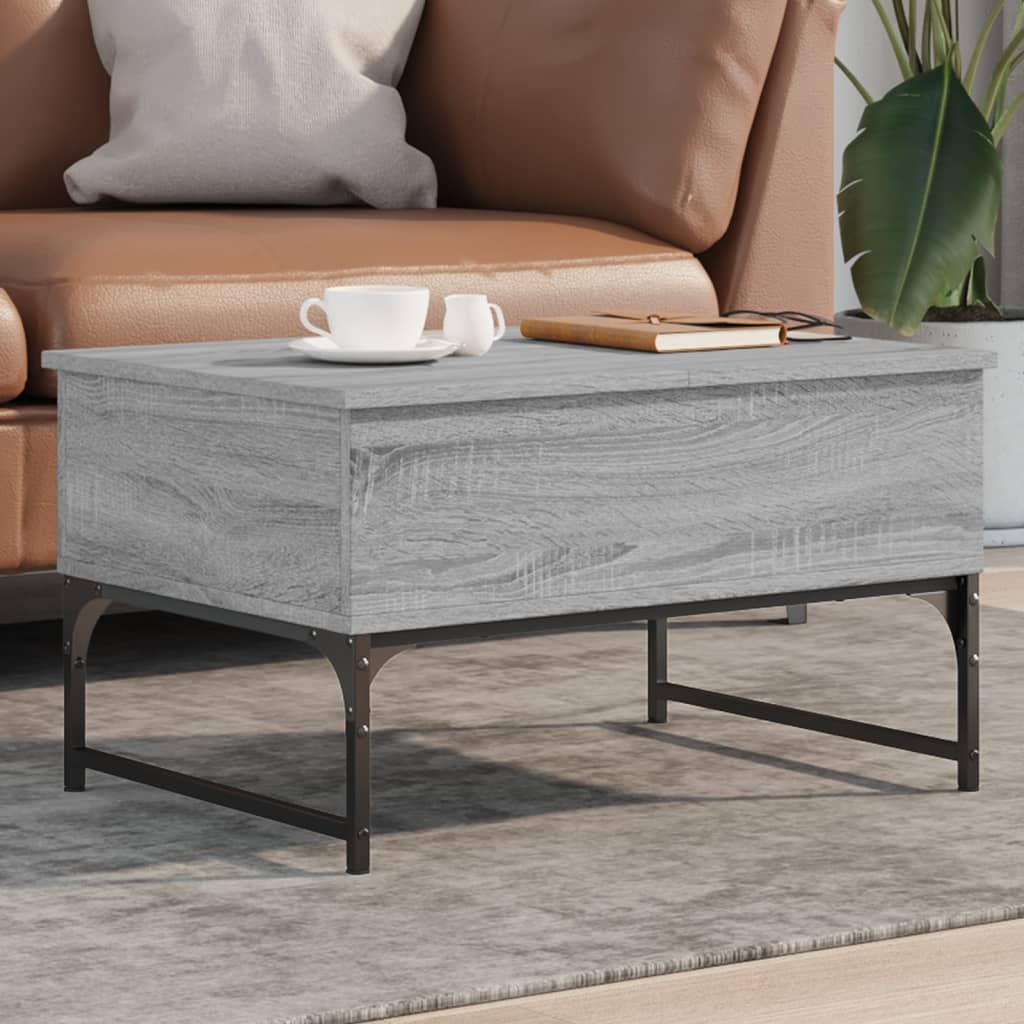 vidaXL Konferenčný stolík, sivá sonoma 70x50x40cm kompozitné drevo+kov