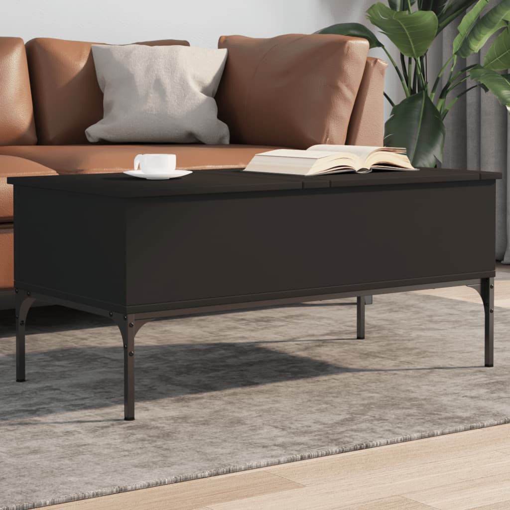 vidaXL Konferenčný stolík, čierny 100x50x45 cm, kompozitné drevo+kov