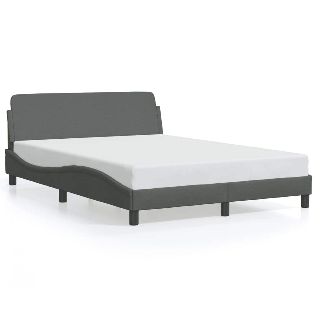 vidaXL Posteľný rám s čelom tmavosivý 140x190 cm látka