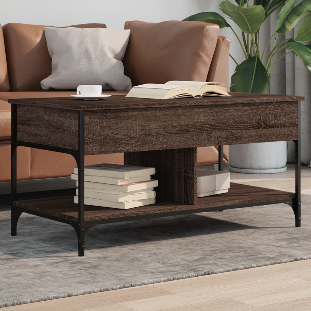 vidaXL Konferenčný stolík hnedý dub 100x50x50 cm kompozit. drevo a kov