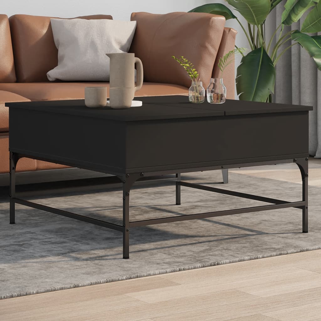 vidaXL Konferenčný stolík, čierny 80x80x45 cm, kompozitné drevo+kov