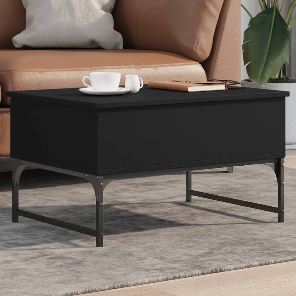 vidaXL Konferenčný stolík, čierny 70x50x40 cm, kompozitné drevo a kov