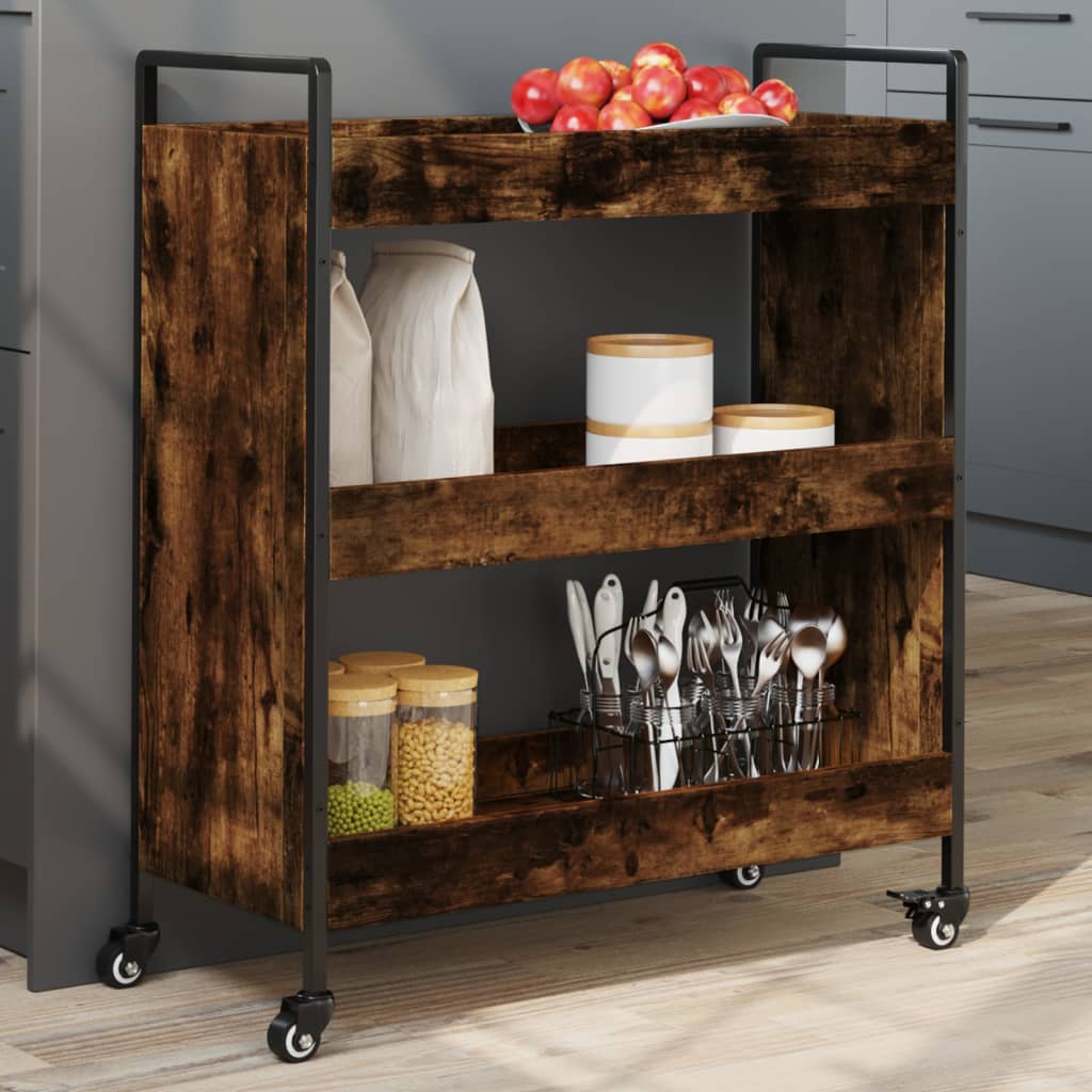 vidaXL Kuchynský vozík dymový dub 70x30x82 cm kompozitné drevo