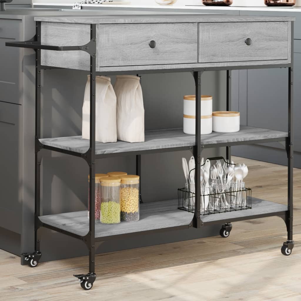 vidaXL Kuchynský vozík sivý sonoma 105x42x95 cm kompozitné drevo