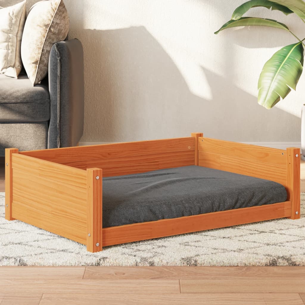 vidaXL Pelech pre psa voskovohnedý 95,5x65,5x28 cm masívna borovica