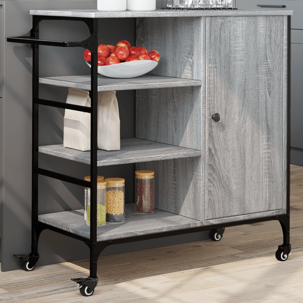 vidaXL Kuchynský vozík sivý sonoma 87,5x38,5x84,5 cm kompozitné drevo