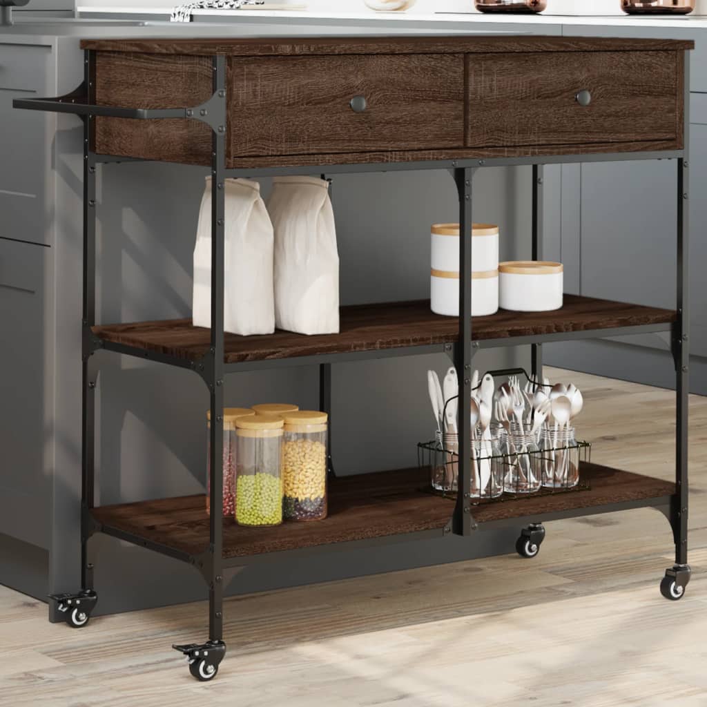 vidaXL Kuchynský vozík hnedý dub 105x42x95 cm kompozitné drevo