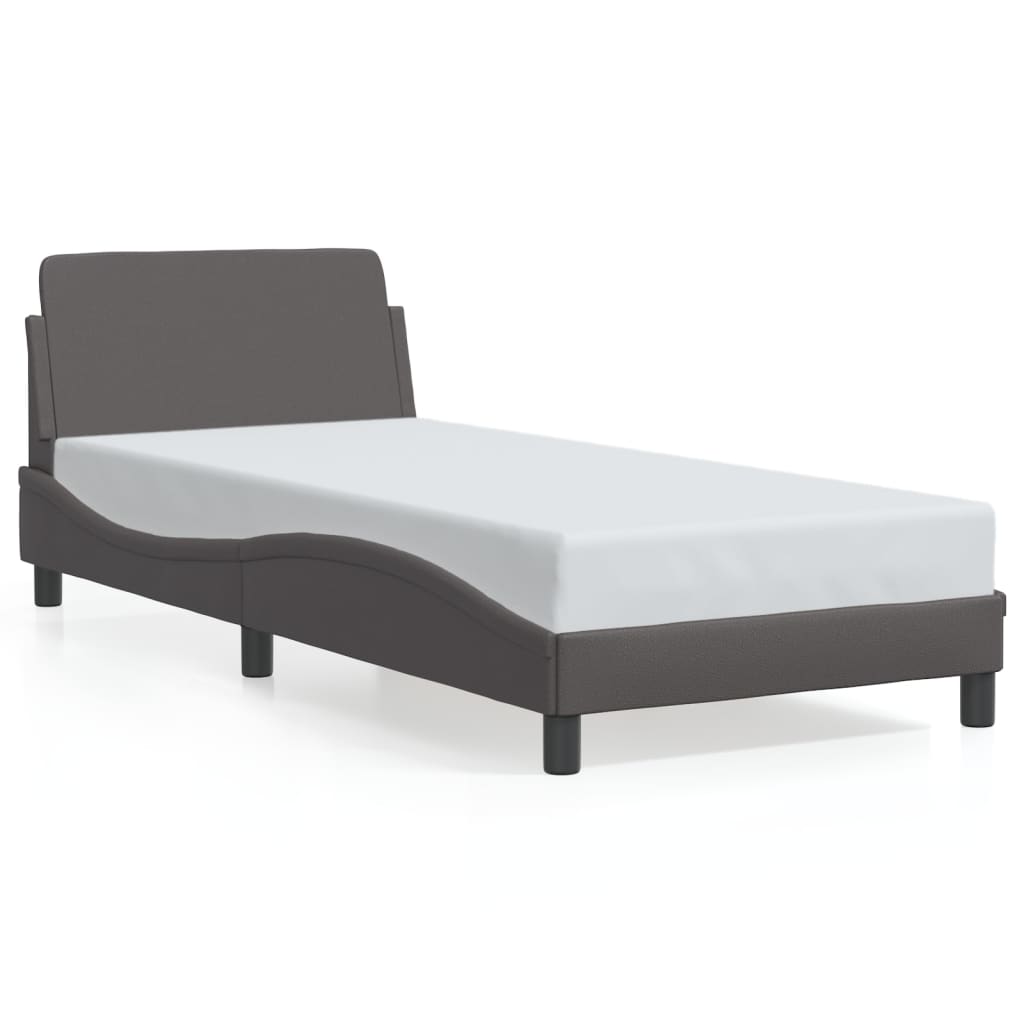 vidaXL Posteľný rám s čelom sivý 90x190 cm umelá koža